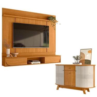 Imagem de Painel para Tv Aura Cinamomo com Aparador para Sala Buffet Monza Cinam