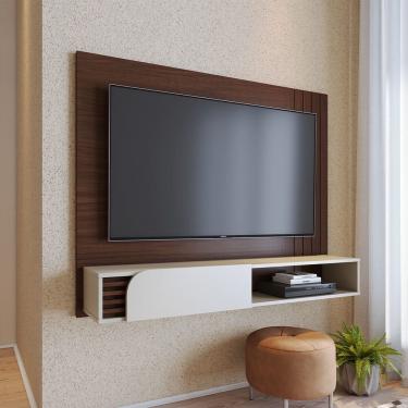Imagem de Painel Home Suspenso Jurerê 1.6 para Sala de TV até 60 Polegadas Nogueira Off White Matte Colibri