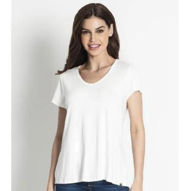 Imagem de Blusa Feminina Básica Em Malha Decote V - Rovitex, M, Bege