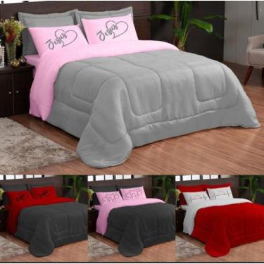 Imagem de Kit Edredom + Jogo Com 5 Peças Dupla Face Cama Queen . - Souza