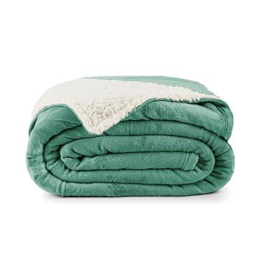 Imagem de Cobertor Fênix Queen Sherpa Flannel 220x240CM 100% Poliéster Pele de Carneiro Verde Alecrim Casa Scarpa