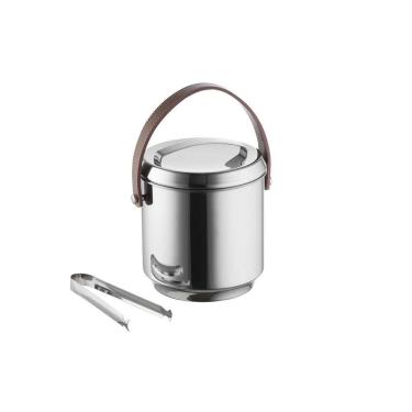 Imagem de Balde De Gelo Com Alça De Couro 2,3 Litros Aço Inox Forma