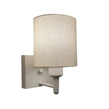 Imagem de Arandela Quadrada Branco Em Tecido Cilíndrica Linho Bege - Bivolt