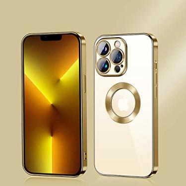 Imagem de Capa de telefone oca de revestimento transparente de luxo para iphone 11 12 13 14 pro max xs max xr 7 8 plus se2 2020 capa de tpu fina e macia, cor dourada 1, para iphone13 pro max