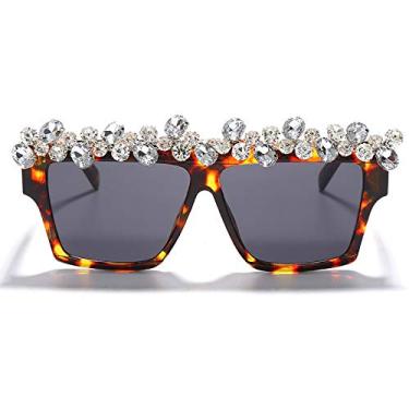 Imagem de Óculos de sol de diamante quadrado de grandes dimensões feminino moda de luxo strass óculos de sol masculinos de uma peça óculos de tons punk, 3, tamanho único