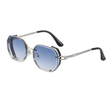 Imagem de Óculos de sol quadrado cortado sem armação de metal masculino steampunk armação pequena protetor solar polígono óculos de sol feminino óculos uv400, 3, tamanho único