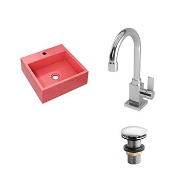 Imagem de Kit Cuba Q355 C/Torneira Luxo 1195 + Válvula Click 1 1/2'' (04cm) Rosa