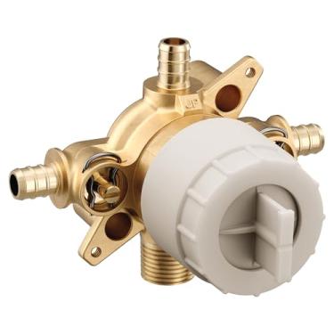 Imagem de Moen Válvula de mistura pré-fabricada para banheira e chuveiro U140XS M-CORE Série 3 com 4 portas com conexões e paradas de anel de crimpagem, ou inacabado