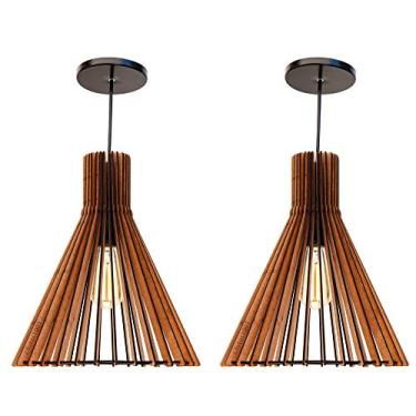 Imagem de Combo Kit com 2 Pendentes Eiffel Mdf Madeira Lustre 30Cm Luminária Sala