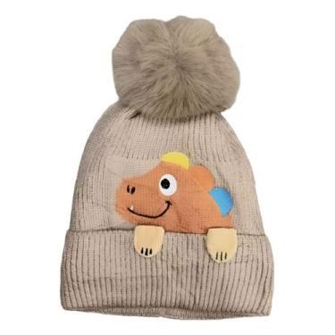 Imagem de Touca Gorro Infantil Dinossauro Pompom Forrada Inverno 1855 - Fofinho,