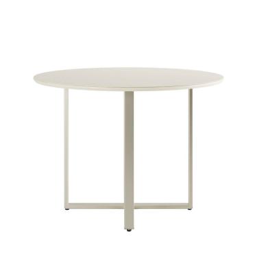 Imagem de Mesa de Jantar Redonda 108cm e Tampo de Vidro Arcádia Off White Fosco/Champanhe