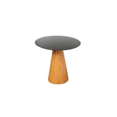 Imagem de Mesa Lateral Cone Redonda 51cm Tampo Laqueado Base Laminada Em Madeira Freijó Preto