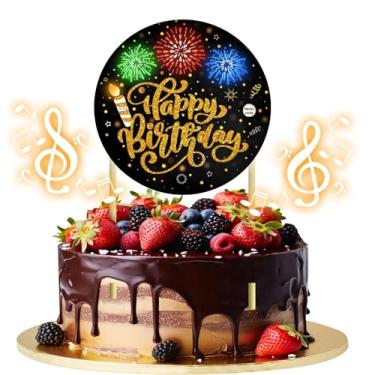 Imagem de LED Musical Birthday Cake Toppers，with Light and Music, Blowable，Birthday candles，Fabulous Cake Decoration for girl or Women– Plays Hit Song 'HAPPY Birthday' (Black Gold)