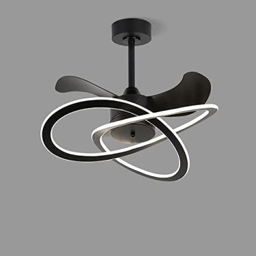 Imagem de Luz do ventilador de teto, luz variável tricolor 100W LED luminária decorativa de teto, 3 pás de ventilador reversíveis, velocidade do vento de 6 velocidades, ventilador de teto com desligam