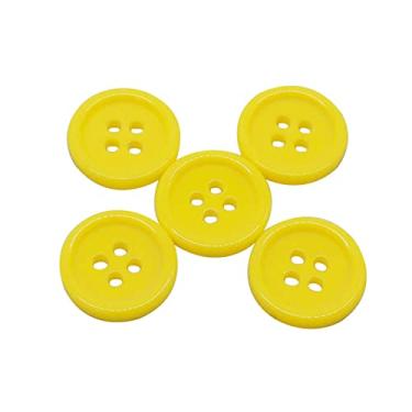 Imagem de AKOAK 50 peças/conjunto 20 mm DIY botão colorido Candy Color 4 olhos fivela infantil roupas de trabalho roupas botão, Amarelo, 1