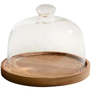 Imagem de Suportes de bolo para mesa de sobremesa bandeja de bolo de madeira suporte de exibição de mesa de sobremesa com tampa de vidro cúpula banquete de casamento decoração de casa bandeja de degustação de
