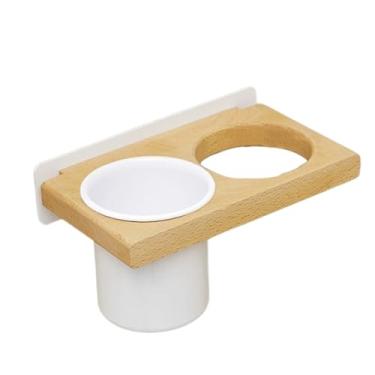 Imagem de HUANGGG Suporte para secador de cabelo de banheiro, suporte de parede para secador de cabelo, organizador de ferramentas de cabelo, prateleira de secador de cabelo de madeira maciça