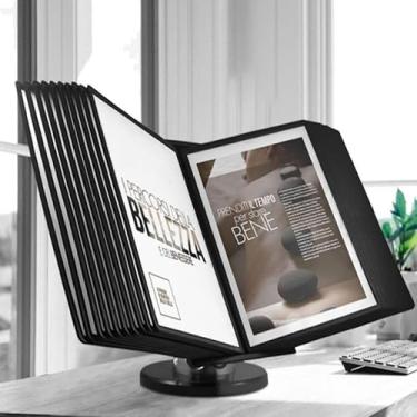 Imagem de Organizador de documentos de parede – Suporte de arquivo dobrável de metal com 20 bolsos para papéis A4, sistema de referência de mesa ajustável para soluções de armazenamento de escritório e casa