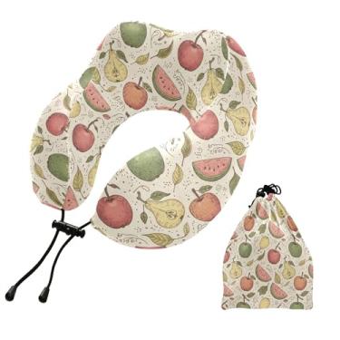 Imagem de Burbuja Travesseiro retrô de frutas para viagem, almofada de viagem de espuma viscoelástica para dormir, suporte de cabeça de avião de carro, lavável na máquina e portátil