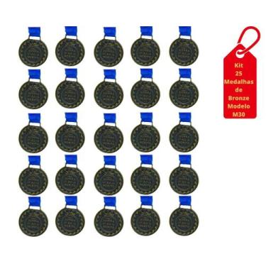 Imagem de Kit C/25 Medalhas de Bronze M30 Honra ao Mérito C/Fita Azul - Crespar