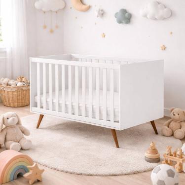 Imagem de Berço Americano Infantil 3 em 1 Mdf Ayla Branco