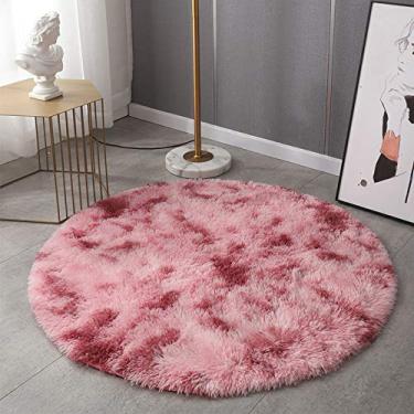 Imagem de Tapete Tie-dye, tapete redondo salpicante, tapete de ioga para sala de estar, quarto, sala de estudo, quarto infantil, tapete antiderrapante para área sensível ao toque, rosa vermelho, 100 cm