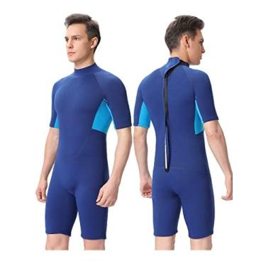 Imagem de FLEXEL Roupa de mergulho masculina Shorty, neoprene de 2 mm, roupa de mergulho com zíper nas costas para esportes aquáticos