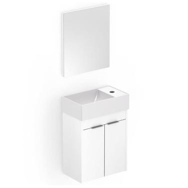 Imagem de Kit Gabinete Branco 2 Portas com Lavatório e Espelho Celite