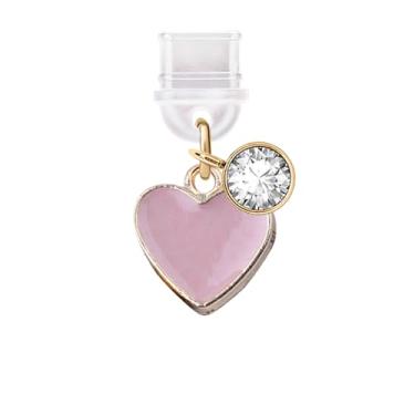 Imagem de ELISE & FONDA TP253 Tipo-C porta de carregamento USB plugue antipoeira Little Love Heart pingente de celular para telefones Samsung/Huawei/OnePlus/Xiaomi/oppo Android (rosa), approx. 1.5 cm (L) x 0.2