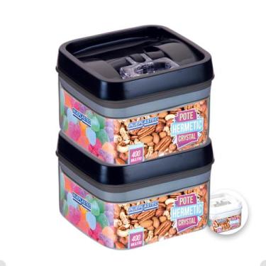 Imagem de 2 Potes Hermeticos Porta Mantimentos Empilháveis De 400 Ml - Injeplast