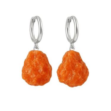 Imagem de Brinco de Argola Calcita Laranja - Cristal Natural, Prata 925