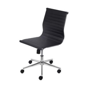 Imagem de Cadeira Boxbit Eames Office Esteirinha Baixa P.U. Preta Base Rodízio C