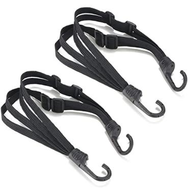 Imagem de 2 peças de corda para capacete de motocicleta, alta retrátil, preta, para capacete de bagagem, alça elástica com 2 ganchos (59,9 cm)