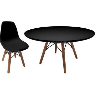 Imagem de Mesa Redonda 80cm Eiffel Preto 1 cadeira Infantil  - JTHOME