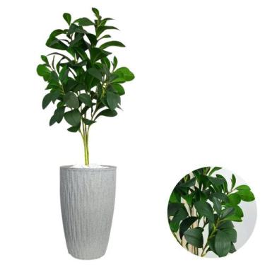 Imagem de Folhagem Artificial Laranjeira Com Vaso Ondulado Casa Sala - PlantaImp