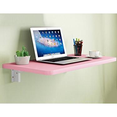 Imagem de LXB Secretária de computador de parede doméstica - mesa de jantar de madeira maciça montada na parede mesa dobrável para computador mesa de aprendizagem doméstica / 100 × 60 cm