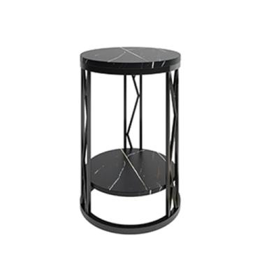 Imagem de URGDWEKJY Mesas laterais para quarto, mini mesa-de-cabeceira, pequena prateleira redonda simples, armário de cabeceira duplo, quarto, sala de estar, armário de armazenamento de canto arredondado, mesa