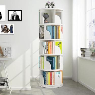 Imagem de Estante giratória de 5 níveis, estante giratória Lazy Susan, estante giratória, tela de 360°, empilhável, prateleira de livros, torre para crianças, organizador de canto espiral giratório vertical