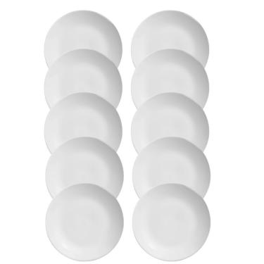 Imagem de Jogo 10 Pratos Raso Coup Branco Liso Cerâmica Alleanza 29cm