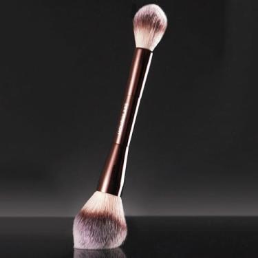 Imagem de 1 pincel de blush, pincel de maquiagem de ponta dupla e multiuso para blush em pó, líquido e creme, cerdas sintéticas, vegano e sem crueldade, 1 unidade