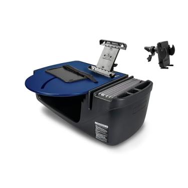 Imagem de AutoExec Mesa de carro Roadmaster para sua estação de trabalho de veículo e escritório móvel, azul, com suporte para tablet e clipe de ventilação de telefone