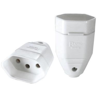 Imagem de Plugue de Tomada Fêmea 2 Polos Terra Radial Cinza 10a