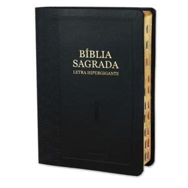 Imagem de Bíblia Sagrada letra Hipergigante Capa Pu Luxo com Índice E Harpa - Pr