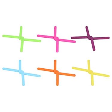 Imagem de Conjunto de jogo americano de silicone de 6 peças almofada de isolamento térmico dobrável tapete de mesa antiderrapante para cozinha mesa de jantar proteção de balcão amarelo rosa