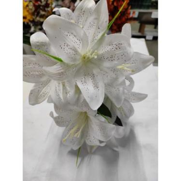 Imagem de Kit com Buquês de Lírio Artificial – Flores Decorativas 30cm para Casa, Mesa e Eventos(branco)