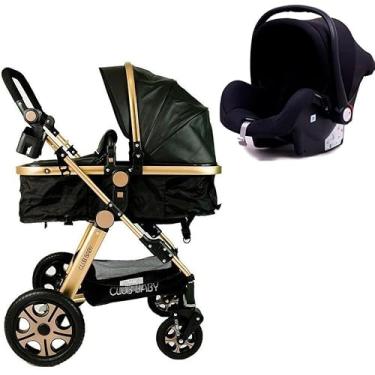 Imagem de Kit Carrinho Bebê + Bebê Conforto Preto Cor:Preto
