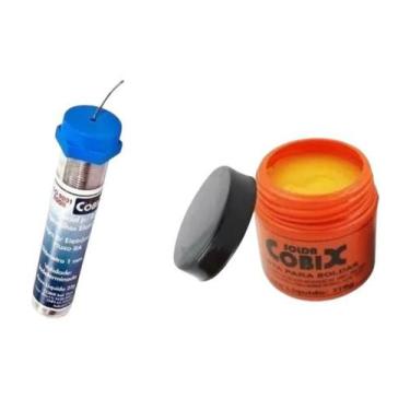 Imagem de Kit Solda Estanho Tubo Tubinho 22g 1,0mm luxo RA (T2) + Pote Pasta De 