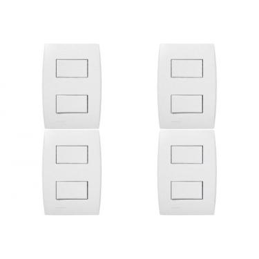 Imagem de Kit C/4 - Conjunto Soprano Ilus 4X2 Branco Com Placa(2Sim...