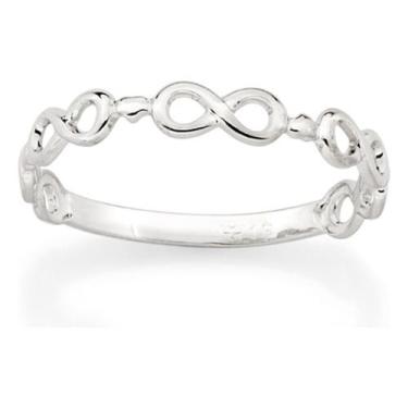 Imagem de Anel Rommanel Skinny Ring Infinito Folhado Platina 310810, Branco, 12