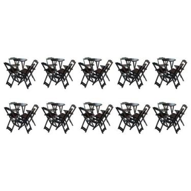 Imagem de Kit 10 Jogos de Mesa Bistrô de Madeira com 4 Cadeiras Dobravel Ideal p